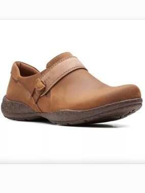 Clarks Roseville Dot Women's Leather Slip-on Loafers In Tan Size 8.5M